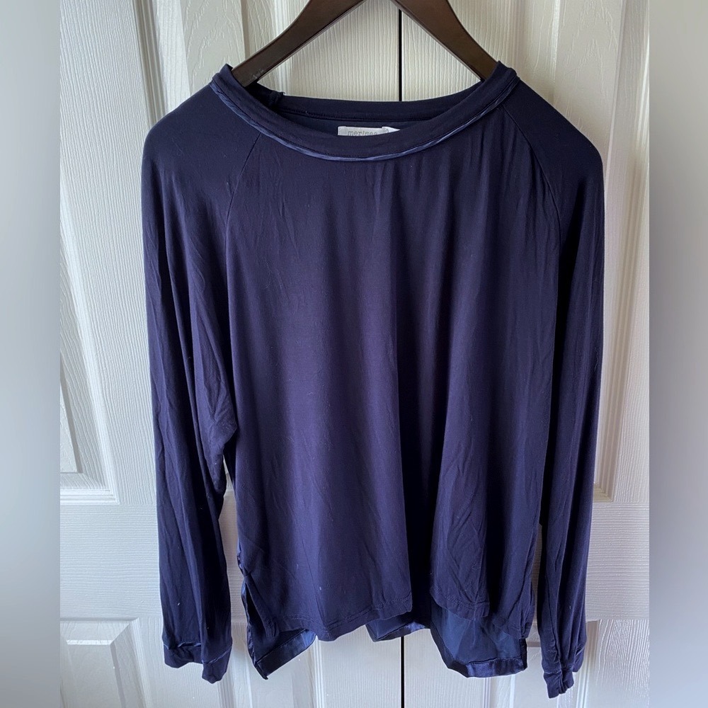 mer|sea Navy Mixed Media Long Sleeve‎ Crew Neck Long Sleeve Top SZ XL